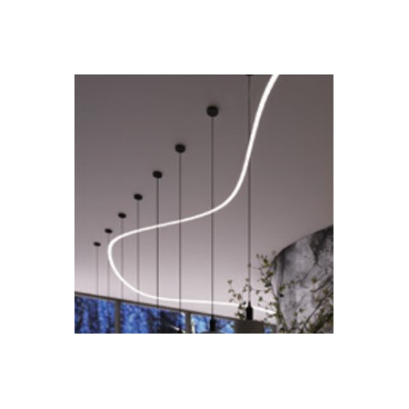 Profilis LED juostai, priglaistomas, baltas, juodas dangtelis, lenkiamas