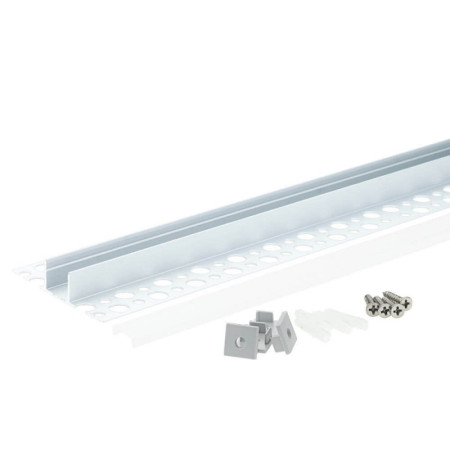 Profilis LED juostai, priglaistomas, sidabrinis, baltas dangtelis