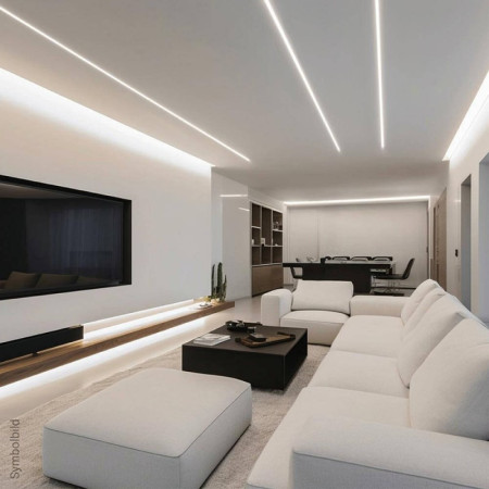 Profilis LED juostai, priglaistomas, sidabrinis, baltas dangtelis