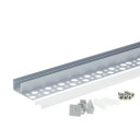 Profilis LED juostai, priglaistomas, sidabrinis, baltas dangtelis