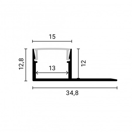 Profilis LED juostai, priglaistomas, sidabrinis, baltas dangtelis