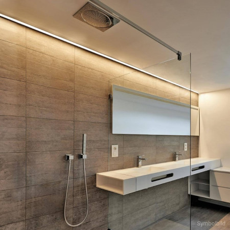 Profilis LED juostai, priglaistomas, sidabrinis, baltas dangtelis