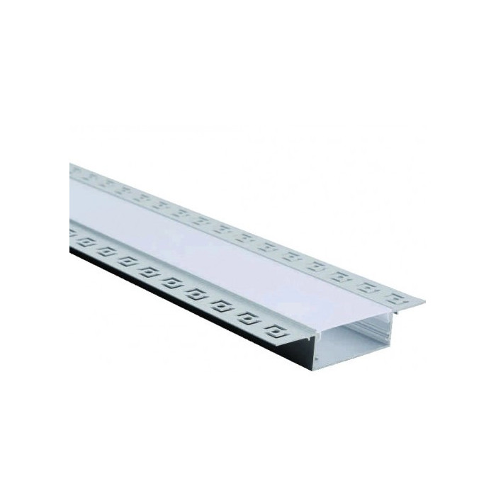 Profilis LED juostai, priglaistomas, sidabrinis, baltas dangtelis