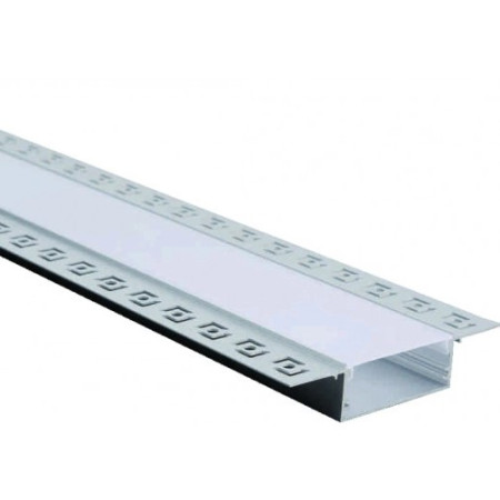 Profilis LED juostai, priglaistomas, sidabrinis, baltas dangtelis