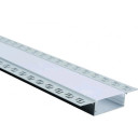 Profilis LED juostai, priglaistomas, sidabrinis, baltas dangtelis