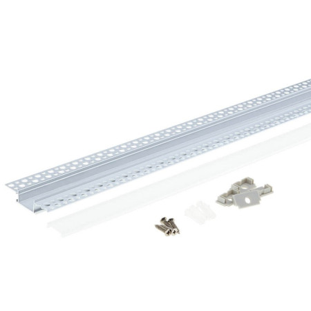 Profilis LED juostai, priglaistomas, sidabrinis, baltas dangtelis