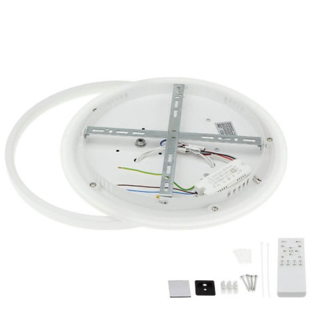 LED lubų šviestuvas, 54W, baltas/medis, dimeriuojamas, nuotolinis valdymas, CCT