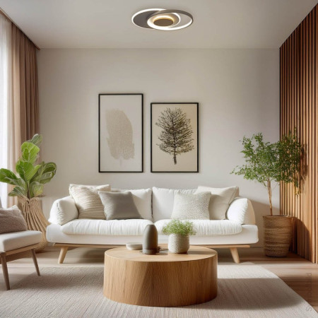 LED lubų šviestuvas, 54W, baltas/medis, dimeriuojamas, nuotolinis valdymas, CCT