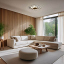 LED lubų šviestuvas, 60W, baltas/medis, dimeriuojamas, nuotolinis valdymas, CCT