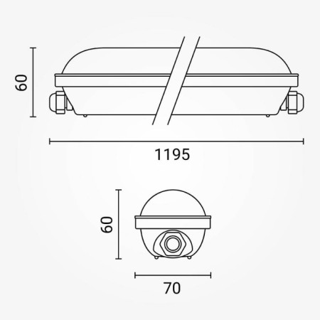 LED šviestuvas, 40W, vandeniui atsparus, 120cm, PIR jutiklis, neutrali balta šviesa