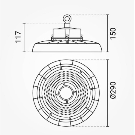 LED Ufo aukštuminis šviestuvas, 90°, 150Lm/W, 150W, neutrali balta šviesa