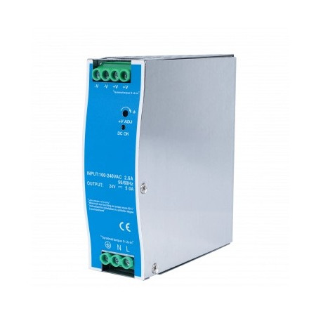 LED maitinimo šaltinis, 120W, 24V, 5A, DIN bėgeliui