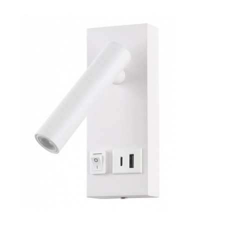 LED sieninis šviestuvas, 2W, ON/OFF jungiklis, USB, baltas, neutrali balta šviesa