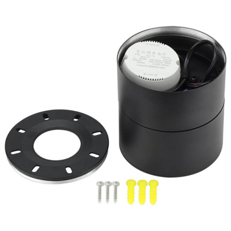 LED lubų šviestuvas, 12W, juodas, reguliuojamas, šilta balta šviesa