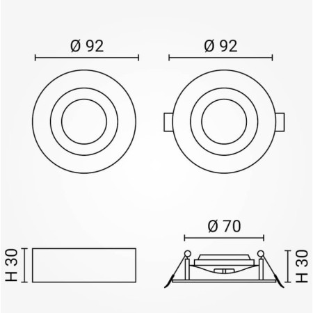 LED lubų šviestuvas, 5W, baltas, reguliuojamas, CCT šviesa