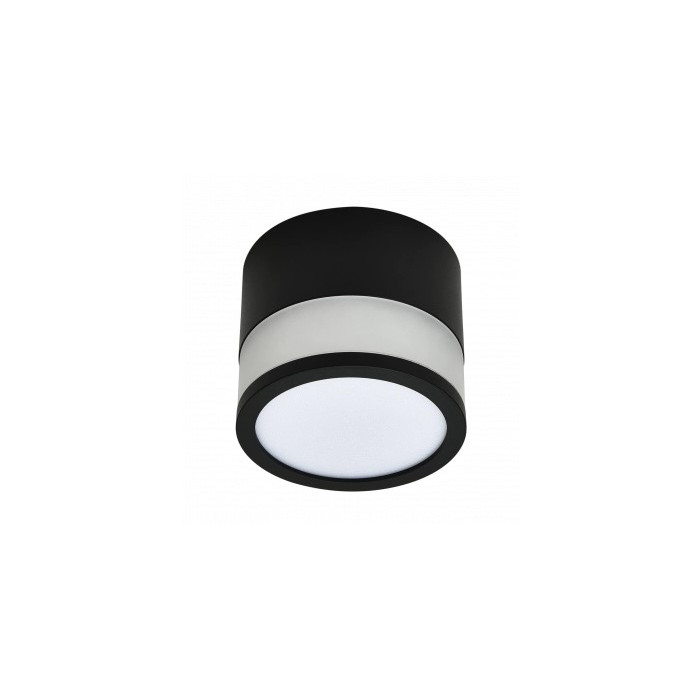 LED lubų šviestuvas, 7W, apvalus, juodas, šilta balta šviesa