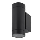 LED sieninis šviestuvas, juodas, cilindrinis, 2 lizdai, Max 70W
