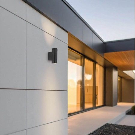 LED sieninis šviestuvas, juodas, cilindrinis, 2 lizdai, Max 70W