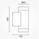 LED sieninis šviestuvas, juodas, cilindrinis, 2 lizdai, Max 70W