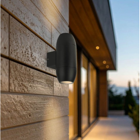 LED sieninis šviestuvas, juodas, kokonas, 2 lizdai, Max 70W