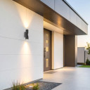 LED sieninis šviestuvas, juodas, verpstė, 2 lizdai, Max 70W