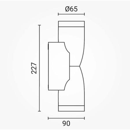 LED sieninis šviestuvas, juodas, verpstė, 2 lizdai, Max 70W