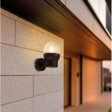 LED sieninis šviestuvas, juodas, cilindrinis, 1 lizdas, Max 40W