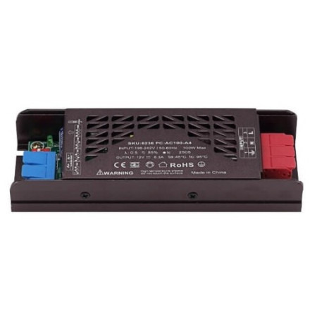 LED juostos maitinimo šaltinis, 100W, 12V, 8.3A, tylus