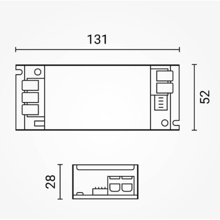 LED juostos maitinimo šaltinis, 60W, 24V, 2.5A, tylus