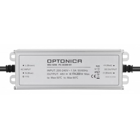 LED maitinimo šaltinis, 200W, 48V, 4.17A, 3 metai garantija, vandeniui atsparus