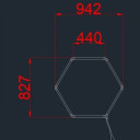 LED korys (hexagon), 1HEX, 42W, šalta balta šviesa