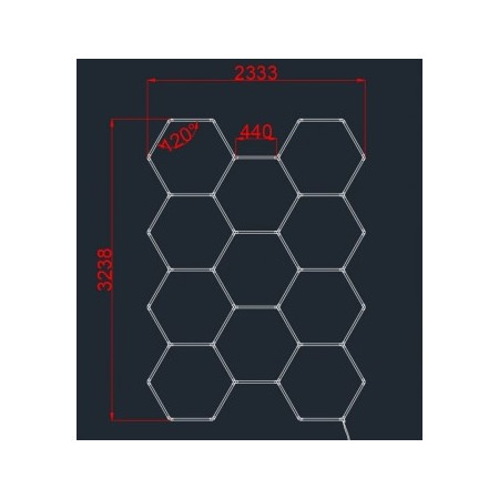 LED korys (hexagon), 11HEX, 385W, šalta balta šviesa