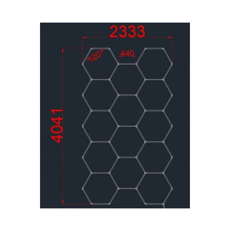LED korys (hexagon), 14HEX, 456W, šalta balta šviesa