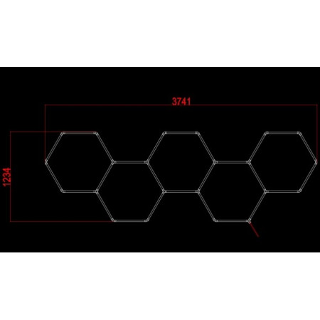 LED korys (hexagon), 5HEX, 203W, šalta balta šviesa