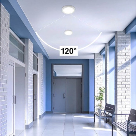 LED paviršinė mini panelė, apvali, balta, PIR jutiklis, 10/15/18W, CCT šviesa