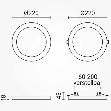 LED paviršinė mini panelė, apvali, juoda, 10/15/18W, CCT šviesa
