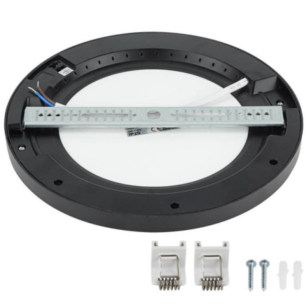 LED paviršinė mini panelė, apvali, juoda, PIR jutiklis, 10/15/18W, CCT šviesa