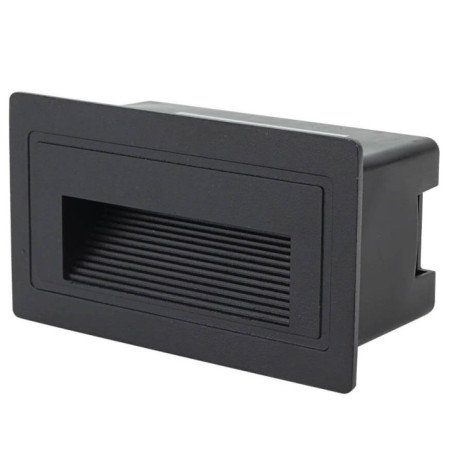 LED laiptų šviestuvas, stačiakampis, juodas, 3W, šilta balta šviesa