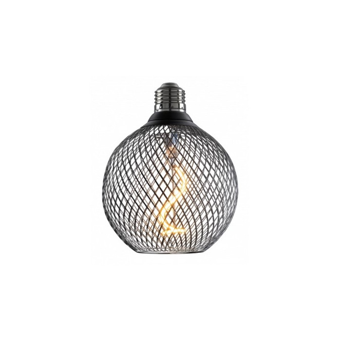 LED lemputė E27 2.5W, ažūrinis gaubtas, juodas, šilta balta šviesa