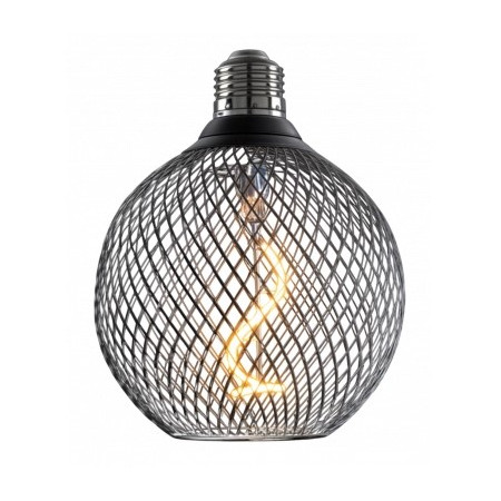 LED lemputė E27 2.5W, ažūrinis gaubtas, juodas, šilta balta šviesa