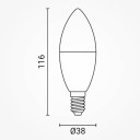 LED žvakė E14 C38 10W, šalta balta šviesa