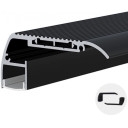 Profilis LED juostai, paviršinis, juodas, baltas dangtelis, 63.5x27.3mm