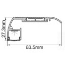 Profilis LED juostai, paviršinis, juodas, baltas dangtelis, 63.5x27.3mm