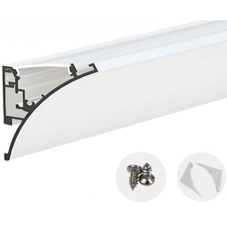 Profilis LED juostai, paviršinis, sidabrinis, baltas dangtelis, 51x36.5mm