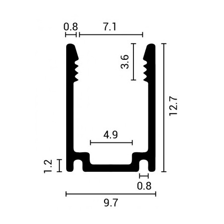 Profilis LED juostai, paviršinis, sidabrinis, baltas dangtelis, 29.8x20mm