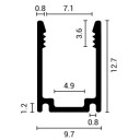 Profilis LED juostai, paviršinis, sidabrinis, baltas dangtelis, 29.8x20mm