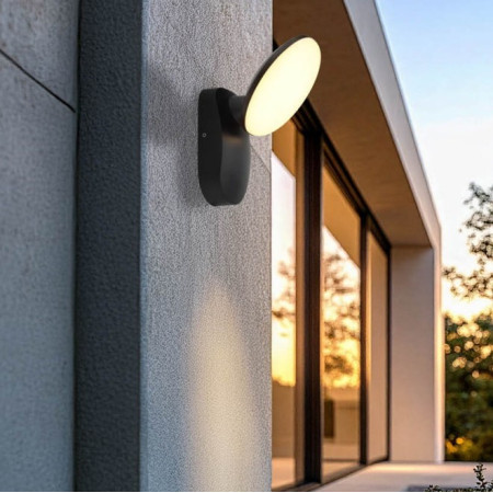 LED sieninis šviestuvas, juodas, apvalus, pasukamas, 12W, šilta balta šviesa