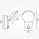 LED sieninis šviestuvas, juodas, apvalus, pasukamas, PIR jutiklis, 12W, šilta balta šviesa