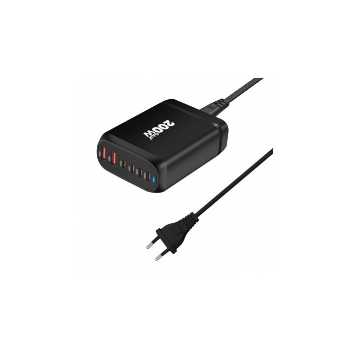 Įkrovimo daliklis, EU kištukas, USB 2xTYPE-A, 4xTYPE-C, 200W