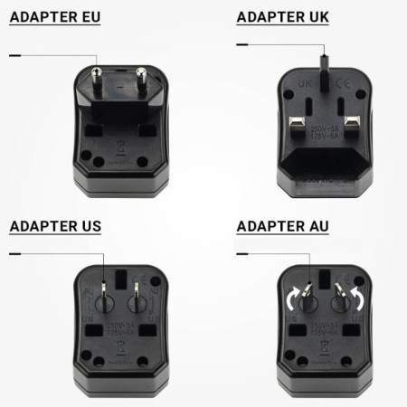 Kelioninis AC kištuko adapteris, visi standartai